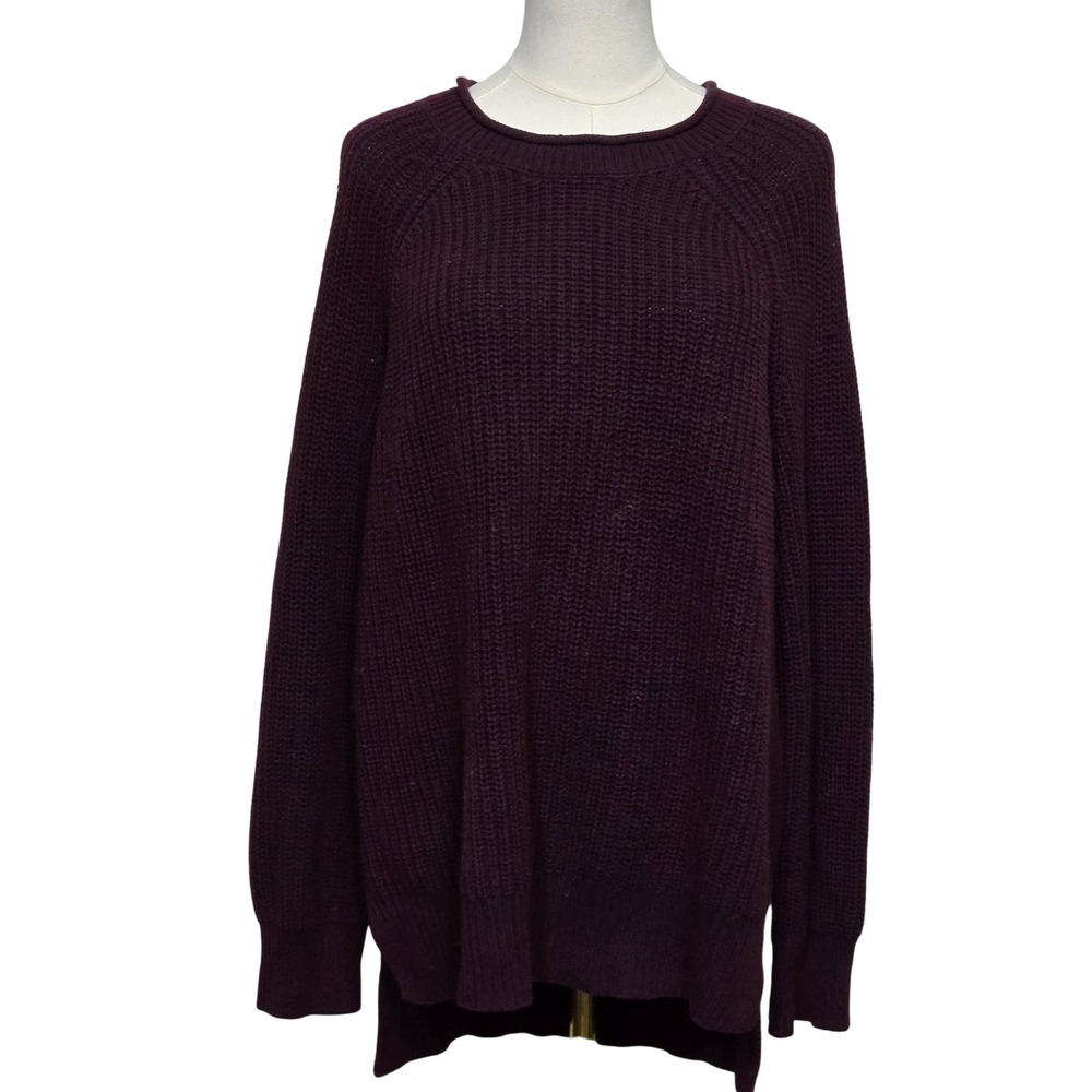 Ellen Tracy Sweater Womens Medium Port Marl Purple Marled Knit Pullover Crewneck